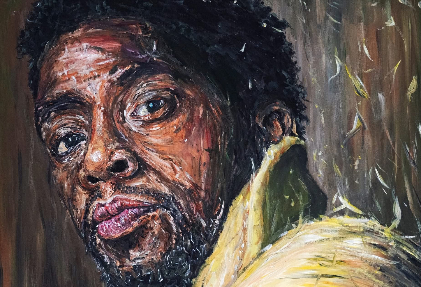 Original acrylic painting of actor Chadwick Boseman by Northern Ireland based artist Peter Gray.