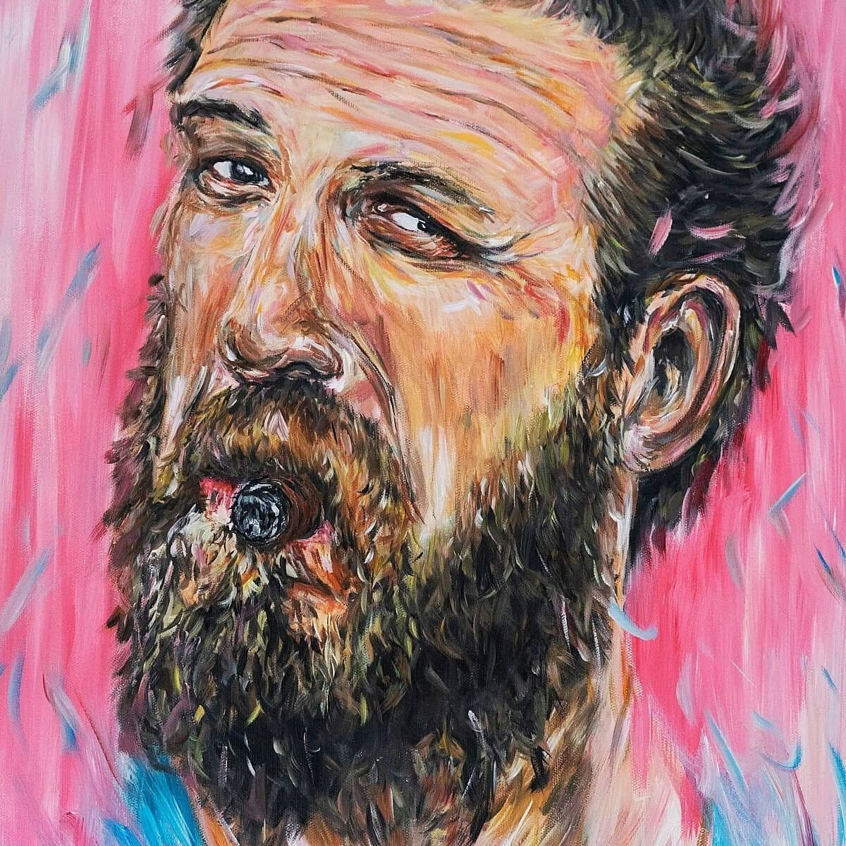 Original acrylic painting of actor Tom Hardy by Northern Ireland based artist Peter Gray.